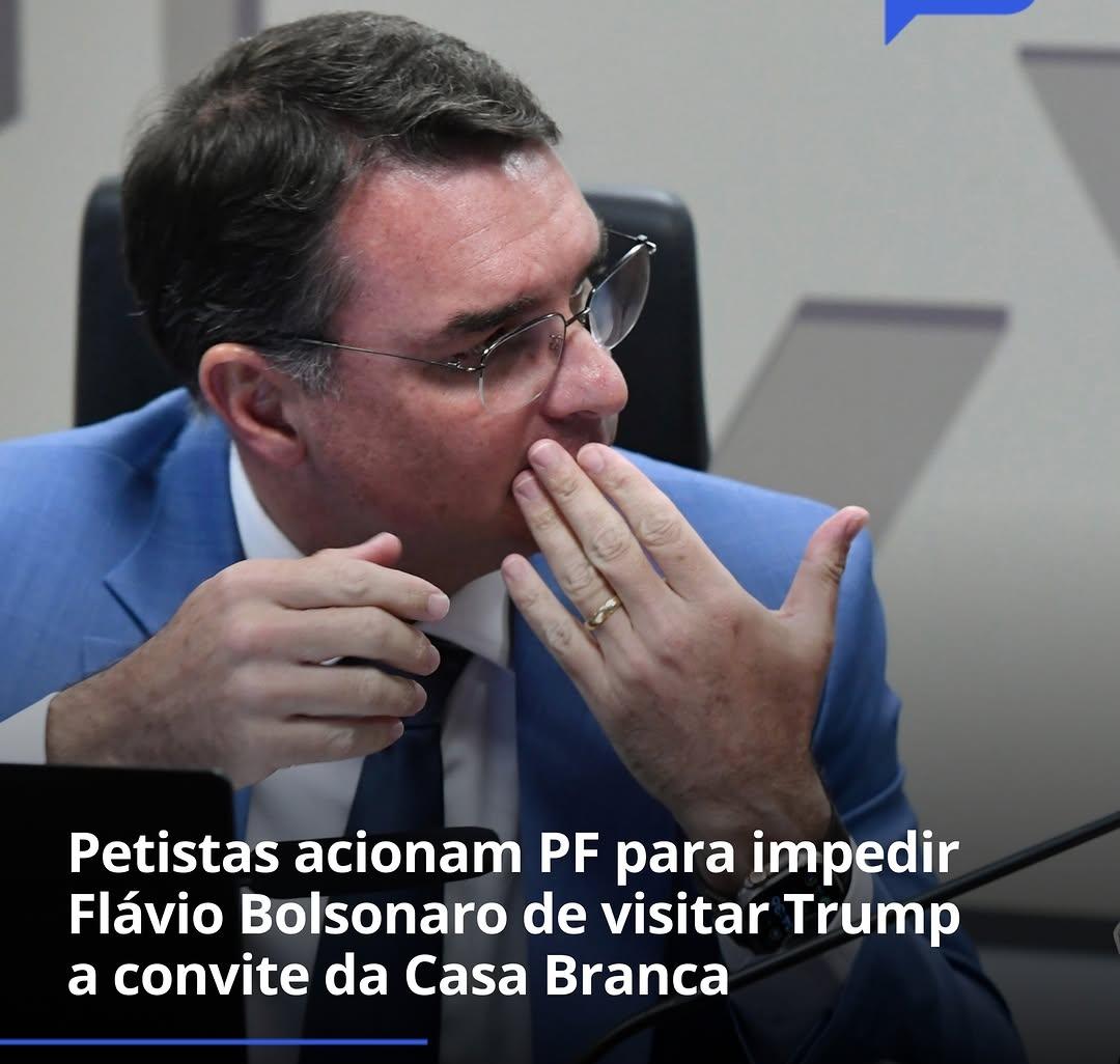 Petistas acionam PF para impedir Flávio Bolsonaro de visitar Trump a convite da Casa Branca